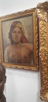 Olvashatatlan szignóval Női Akt portré. Nagyon szépen megfestett. 40x50-es keret nélkül.