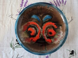 Kondor Éva pillangós kerámia falitál 33.5cm