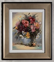 Varga Szidónia "Üde csokor" c. festmény szép keretben, ingyen postával