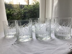 Régi gazdagon díszített, csiszolt kristály Whiskys vagy vizes poharak