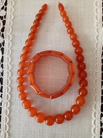 Valódi borostyán 43,5 cm-es  nyaklánc és karkötő