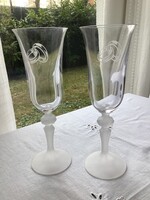 Elegáns esküvői ajándék, emlék pezsgős kristály poharak