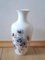 Makulátlan állapotú Zsolnay búzavirág mintás váza 18K aranyozással