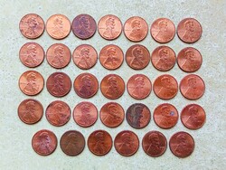 USA 34 db Különböző Érme 1 Cent Lincoln Penny 1990-2018
