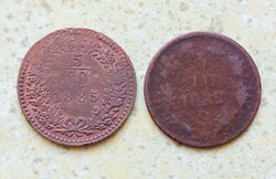 Ferenc József 1885 1883 5/10 Krajcár 2 db Különböző Érme Habsburg Birodalom