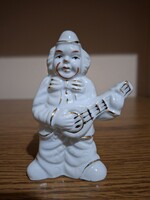 Porcelán gitáros bohóc. 10,5 cm. Hibátlan