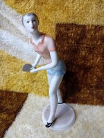 2601/55 Hollóházi porcelán pingpongozó nő
