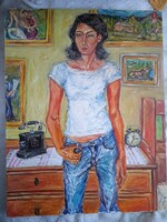 Kortárs festmény :Modern Júlia - 90x70 cm - 2006., olaj,vászon