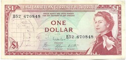 1 dollár 1965 Kelet Karibi Államok 8. signo Ritka Erzsébet királynő Barbados nélkül