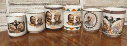 6-db I. Világháborús patrióta emlék bögre - II. Vilmos Ferenc József 19914/15