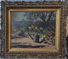 Carl Schuch (1846-1903)? Tavasz öntözőkannával