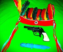 Retro trafikáru bazáráru western INDIÁN szerepjáték western szett kis Winnetouknak, gyűjtőknek