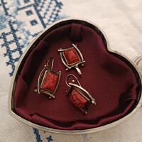 Ezüst art deco forma mutatós fülbevaló - medál