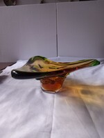 Retro csehszlovák vastag falú üveg kínáló, asztalközép