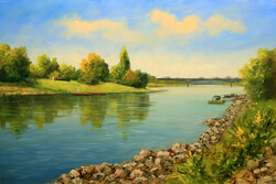 Lantos György: A Tisza Szolnoknál 40x60 cm
