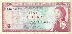 1 dollár 1965 Kelet Karibi Államok 3. signo Ritka Erzsébet királynő Grenada, Barbados van