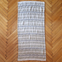 Bézs-drapp-rozsda csíkos kézi szőttes vékony terítő 106x57 cm