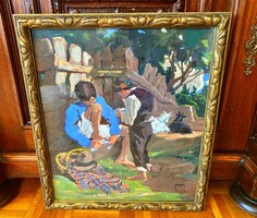 Rendkívül ritka,gyönyörű, SÁTOTI Lipót /1899-1943/ festmény- LEGÉNYEK