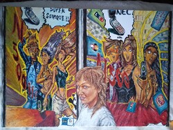 Kortárs festmény :Super Sonique Párizs - 100x70 cm - 2006., olaj,vászon