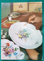 Meisseni porcelánmanufaktúra munkafolyamat bemutató, 1973, postatiszta képeslap