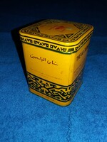 Vintage fém JÁZMIN TEA  teás lemez festett bádog doboz 10 x 7 x 7 cm HIBÁTLAN