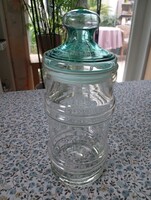Antik üveg fedeles tartó, tároló