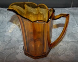 Antique Art Deco Amber Glass Jug – 1.2 kg – Heavy, Solid Construction