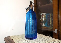 100-120 ÉVES ANTIK JÉG KÉK SZÍNŰ SZÓDÁS ÜVEG, SZIFON