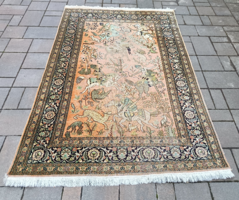 Kasmíri Kancipur vadász jelenetes kézi csomozású szőnyeg Alkudható..