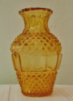 Borostyán Oberglas üveg váza, bütykös lapracsiszolt, szép és abszolut hibátlan