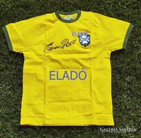 Pelé által személyesen aláírt brazil válogatott replica mez.  labda foci futball ereklye Edson
