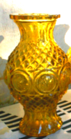 Borostyán üveg váza, bütykös, szép és abszolut hibátlan