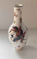 Zsolnay Pécs kézzel festett nagyméretű váza (2002) – Szabó Katalin szignóval, 26 cm, hibátlan