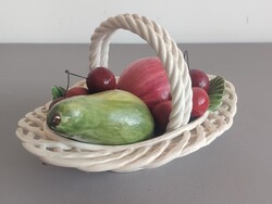 Bassano Olasz majolika gyümölcskosár dísz ALKUDHATÓ