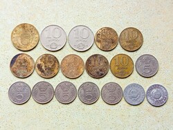 Magyarország 18 db Különböző Érme 1 5 10 100 Forint 1968-1995