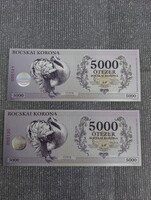 5000 bocskai korona UNC sorszám követőek