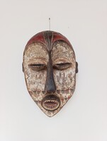 Afrikai maszk antik patinás fa Kwele népcsoport Gabon africká maska D79 927 6415
