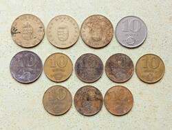 Magyarország 12 db Különböző Érme 10 100 forint 1971-1995