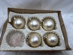 Retro  régi üveg karácsonyfadísz,pezsgő színű gömbök