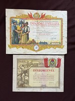 2 db ritka Rákosi díszoklevél