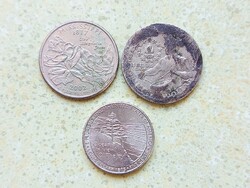 USA 3 db Különböző Emlék Érme 5 25 Cents Jefferson Nickel Washington Quarter 1976-2005