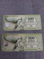 500 bocskai korona UNC sorszámkövető