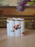 WURTTEMBERG GERMANY mezei virágos aranyozott szélű bordázott antik porcelán cigaretta tartó