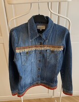 Különleges H&M HENNES Collection hímzett rojtos farmerdzseki farmer dzseki