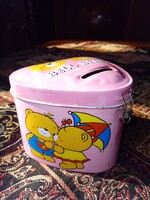 Extra ritka angol Bell Bear - édességes, lelakatolható fém perselydoboz a 90- es évekből