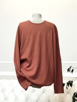 Fat Face XL-es unisex pamut pulóver kasmírral tégla, terrakotta színben