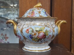 Alt wien, carlsbad, karlsbad chodau, portheim & sohn 1860, thick biedermeier porcelain sugar bowl.