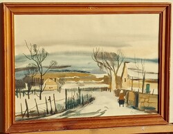 (N) Szalóky Sándor (1921-1978) : Tél falun