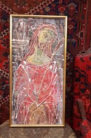Prokop Péter. Megcsúfolt Jézus 1963. Nagyon szépen kidolgozott festmény. 44x87 cm