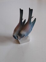 Zsolnay eozin madárpár figura – gyönyörű irizáló mázzal
